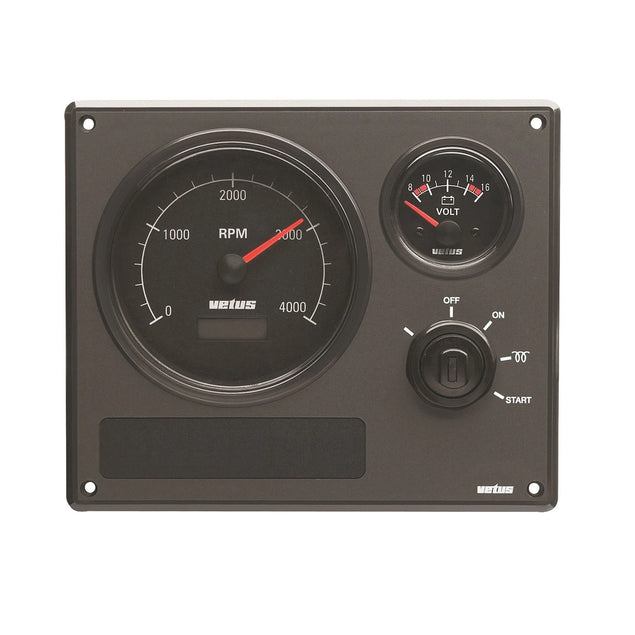 Instr.paneel cpl. zwarte instr. 0-4000 rpm 12 V - Vetus - MP22KBS2