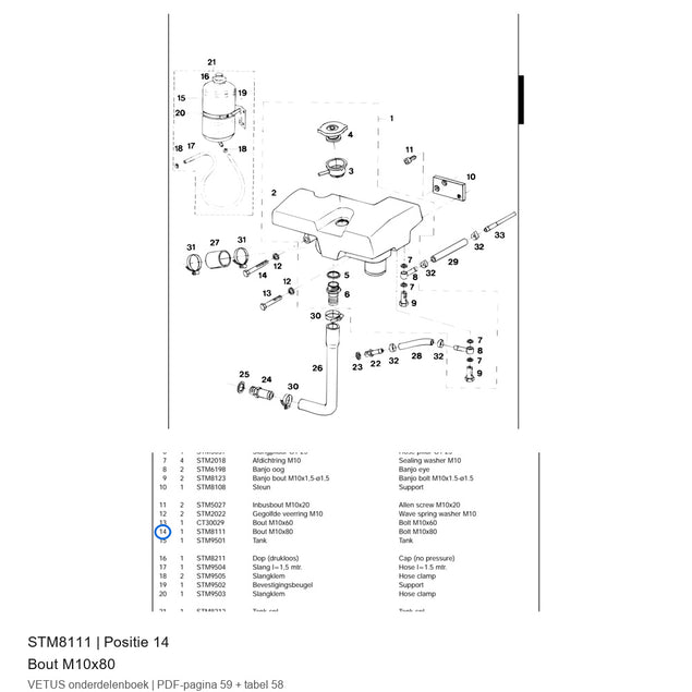 Bout M10x80 - Vetus - STM8111