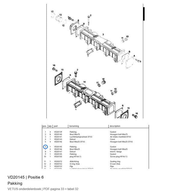 Pakking - Vetus - VD20145