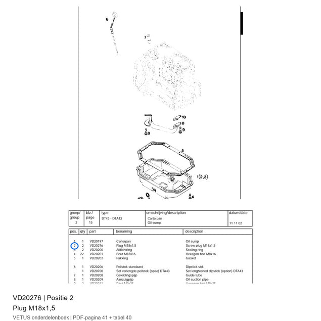 Plug M18x1,5 - Vetus - VD20276