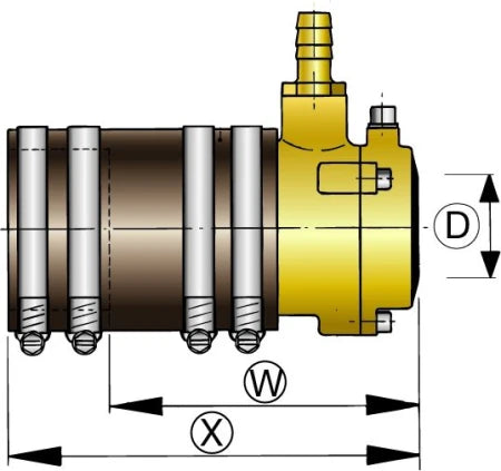 Vetus ZWB50A schroefasafdichting 50 mm – algemene producttekening ZWB