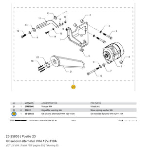 Kit second alternator - Vetus - 23-25855