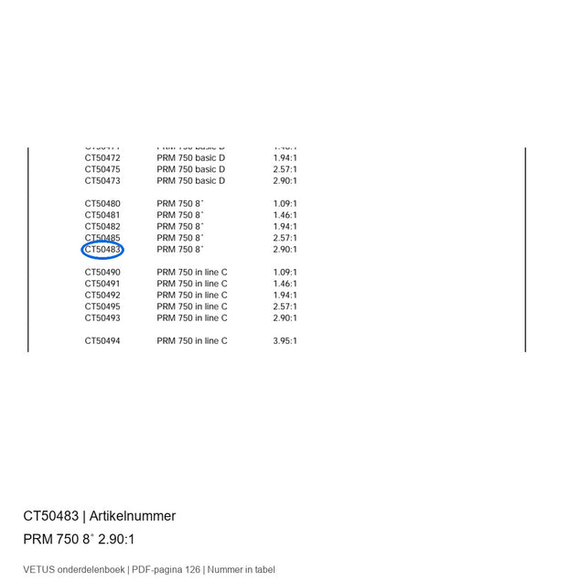 Keerkoppeling Prm 750A ratio 2,90:1 - Vetus - CT50483