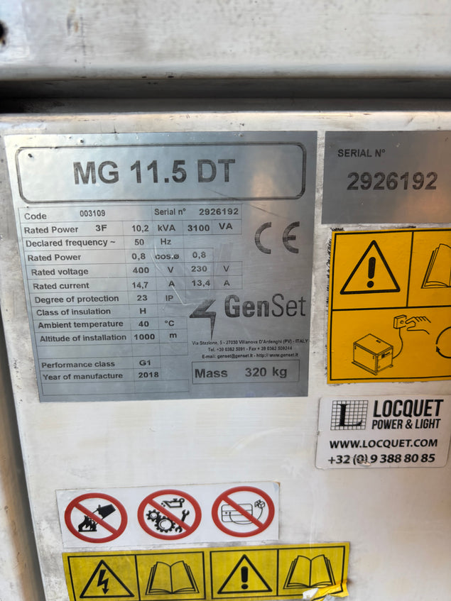 Groupe électrogène MG 11.5DT 10.2KVA pour bateau 1500RPM