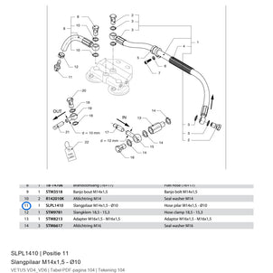 Slangpilaar M14x1,5 - Ø10 - Vetus - SLPL1410