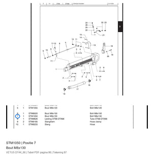 Bout M8x130 - Vetus - STM1050