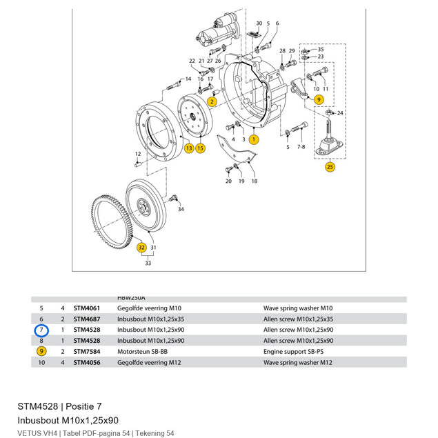 Inbusbout M10x1,25x90 - Vetus - STM4528