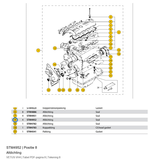 Brandplaatje voor VH4.65 en VH4.80 - Vetus - STM4952