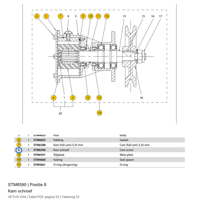 Kam schroef - Vetus - STM6590