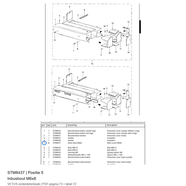 Inbusbout M6x8 - Vetus - STM8437