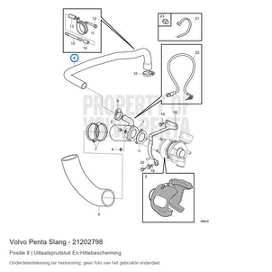 Volvo Penta slang 21202798, positie 8 in de onderdelentekening