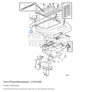 Volvo Penta motordeksel 21231498, positie 5 in de onderdelentekening