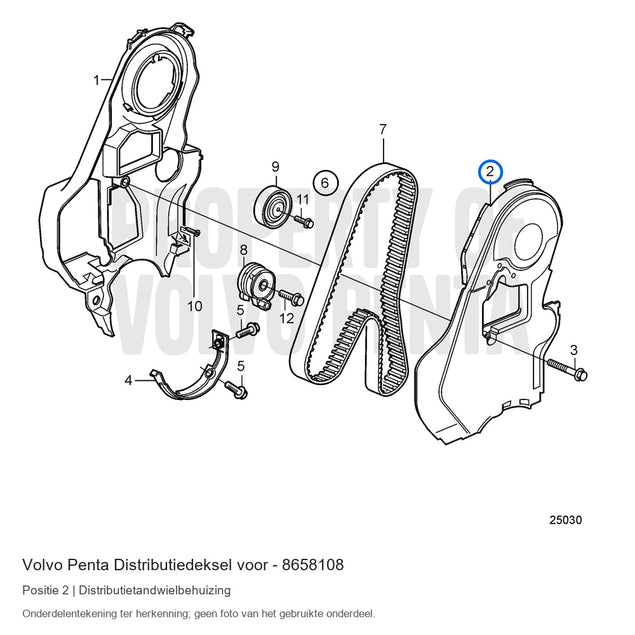 Volvo Penta distributiedeksel voor 8658108, positie 2 in de onderdelentekening