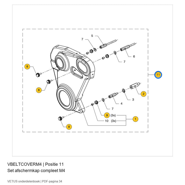 Set afschermkap compleet M4 - Vetus - VBELTCOVERM4