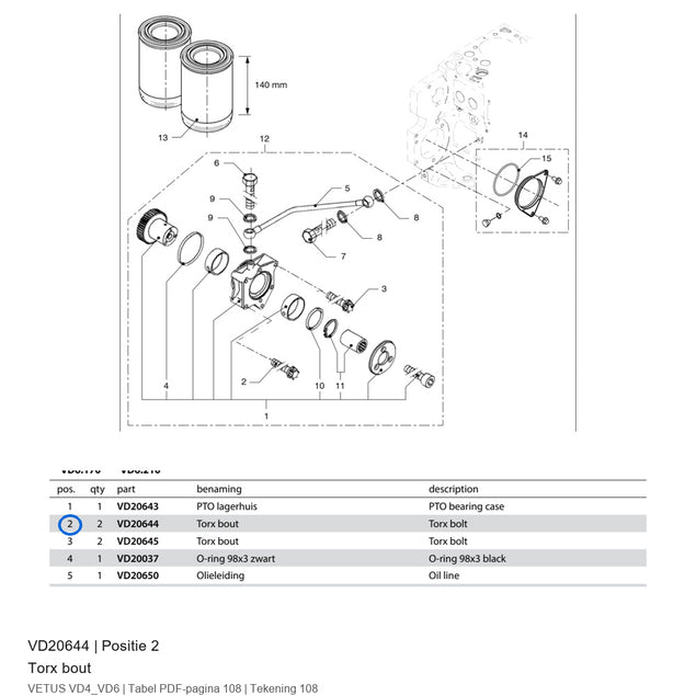 Torx bout - Vetus - VD20644