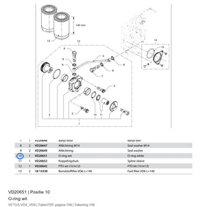 O-ring in PTO bearing case - Vetus - VD20651