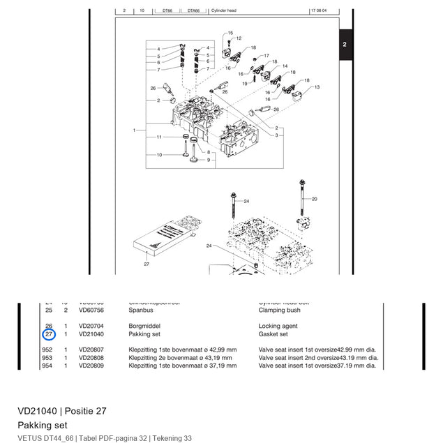Pakking set - Vetus - VD21040