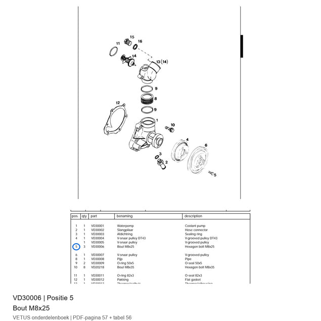 Bout M8x25 - Vetus - VD30006