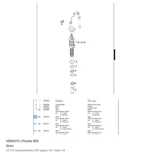 Shim - Vetus - VD60010