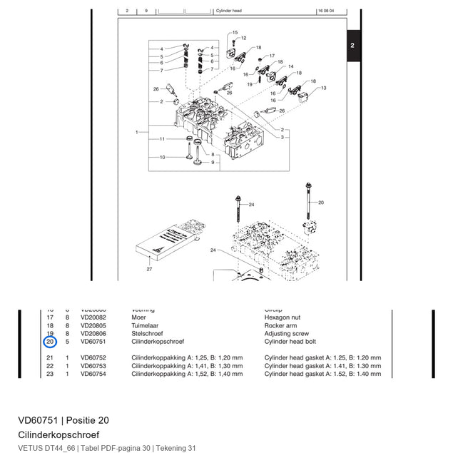 Cilinderkopschroef - Vetus - VD60751