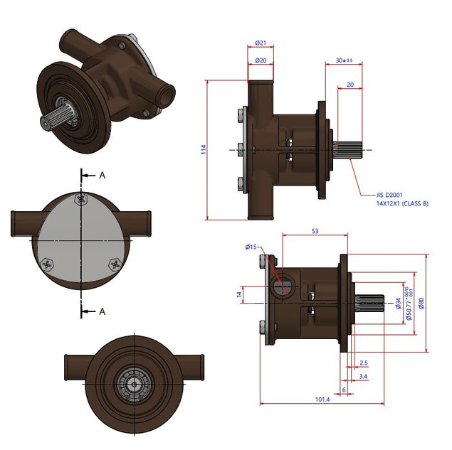 Impellerpomp Vetus M2 M3 motoren - STM6109